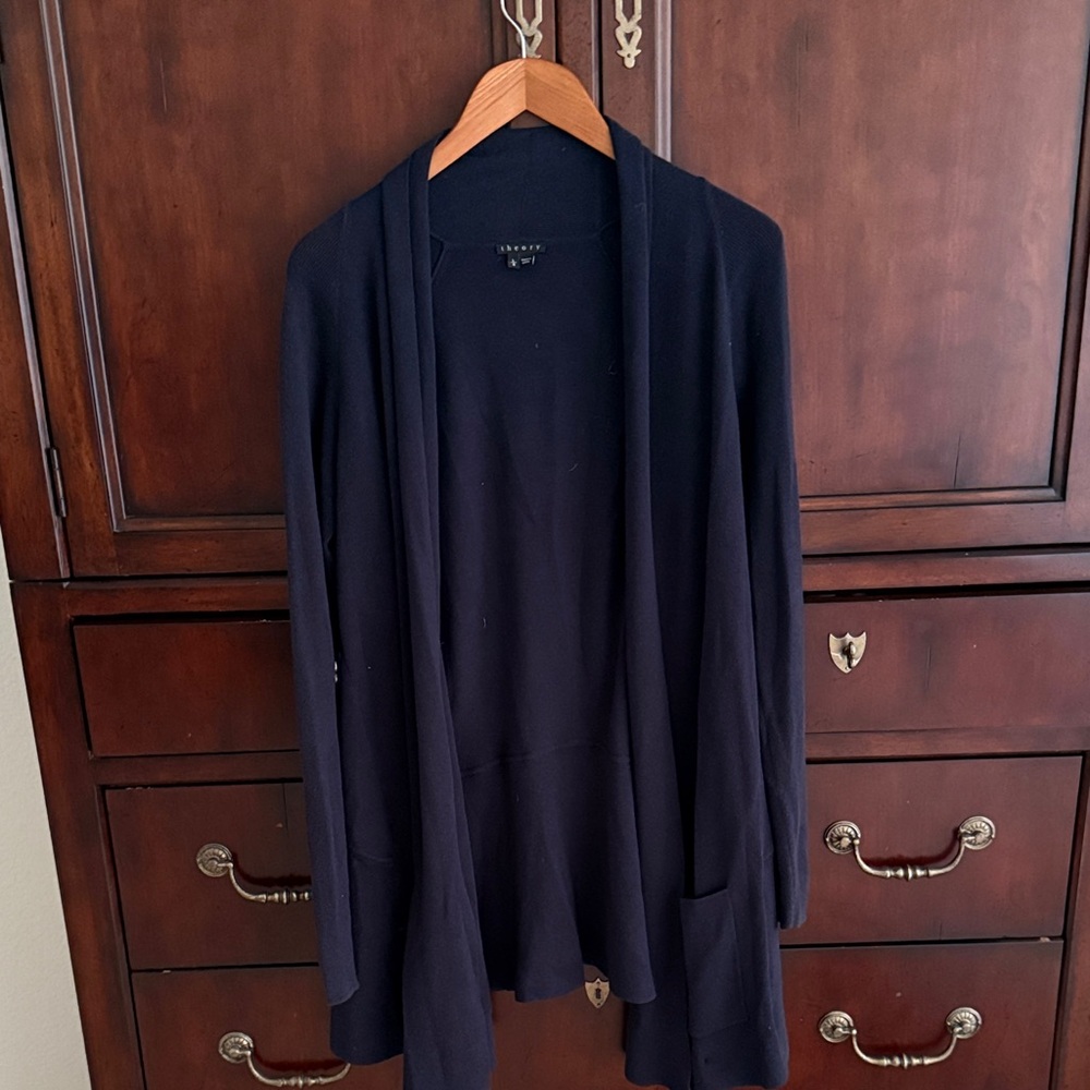 Theory Dark Blue Open Front Cardigan